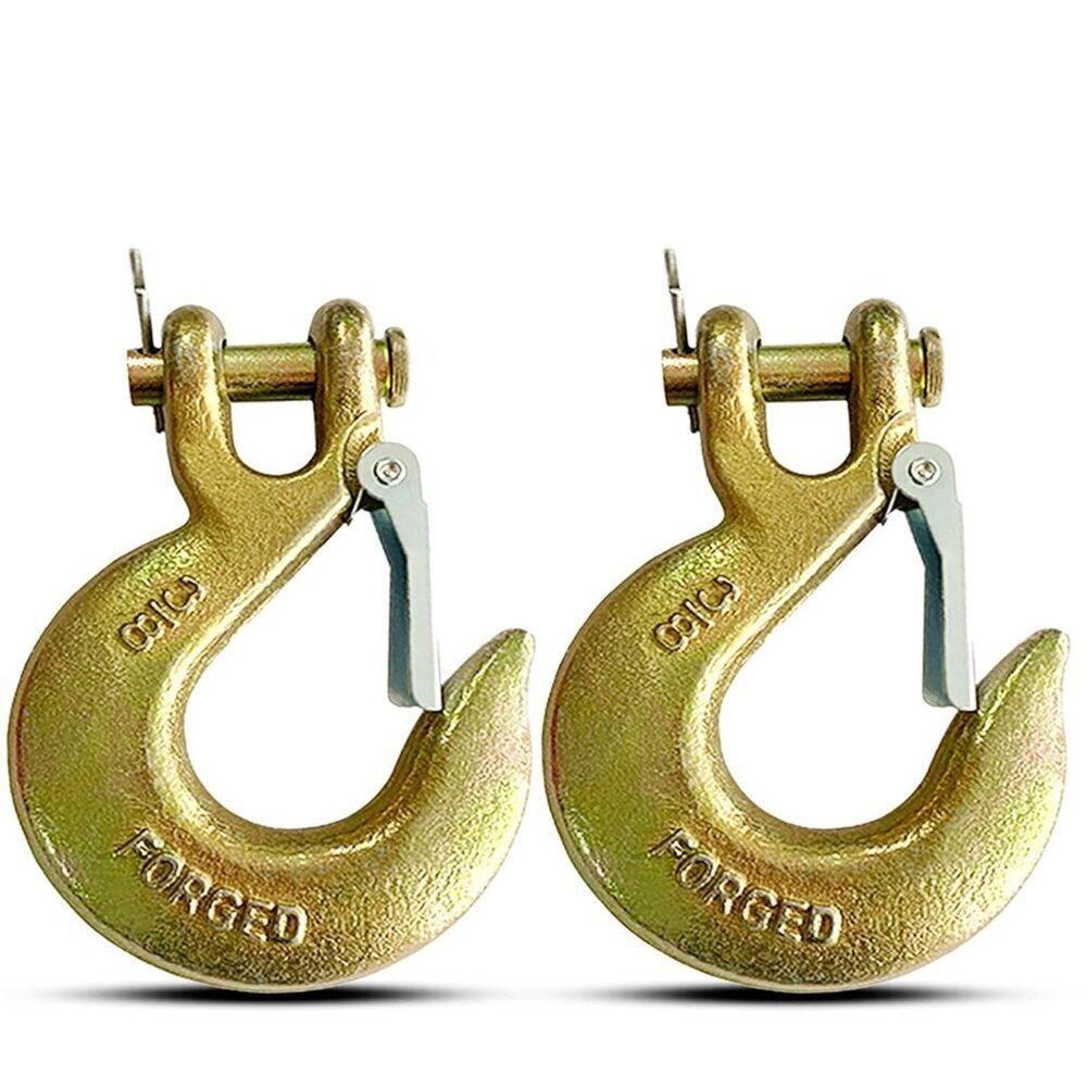 2Pack 3/8" Clevis Slip Hook with Latch, Forged G70 Steel Chain Hook for Deck Hau